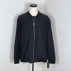 Alfani Mens Bomber Jacket Deep Black Full Zip Ribbed Trim 100171874MN XL NEW